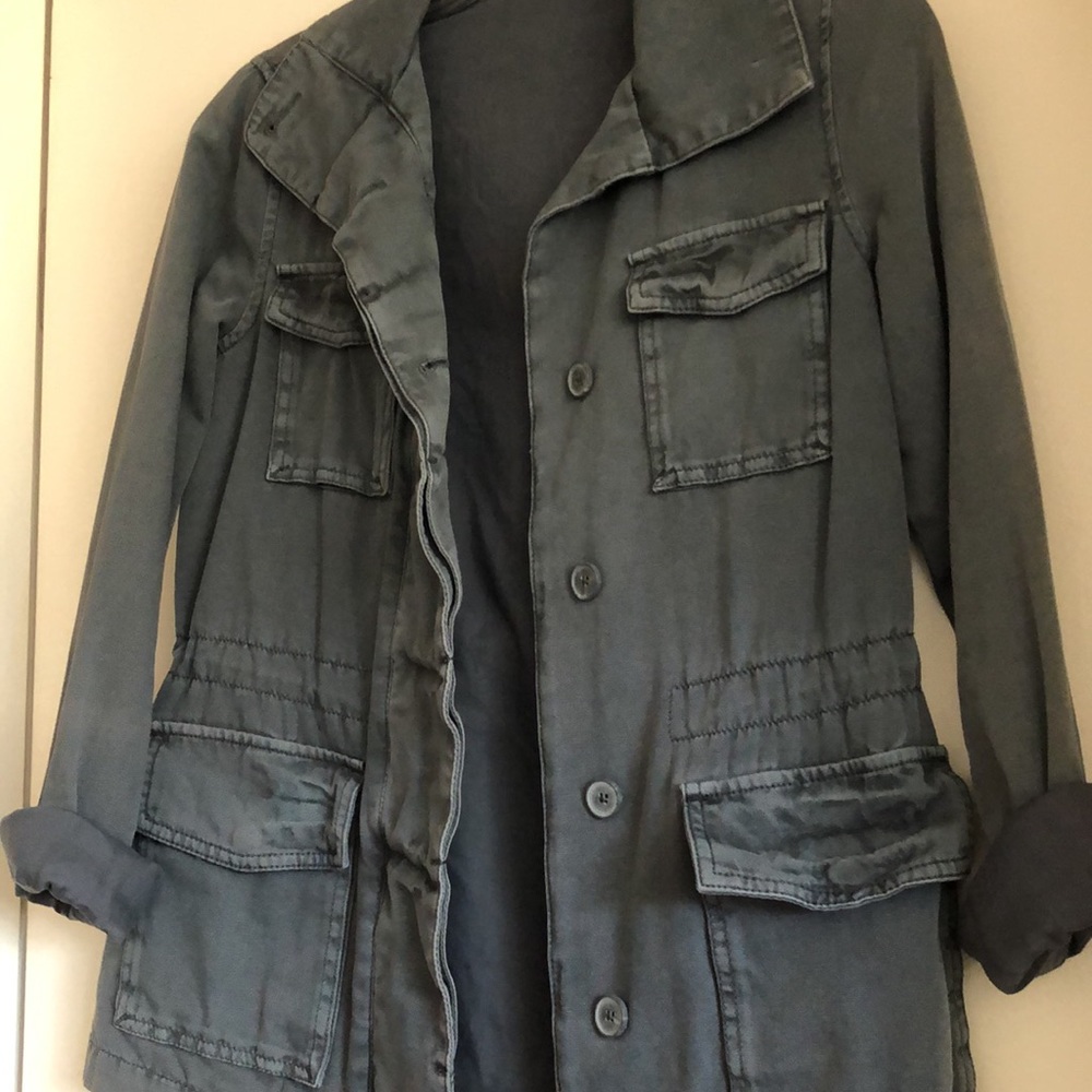 ECOTE Grey/Blue Cargo Jacket SIZE XS With buttons and pockets